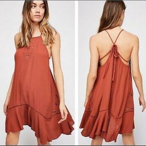 Free People Heat Wave Tunic Dress XS NWOT Rust